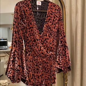 Bell Sleeve Spencer Velvet Romper